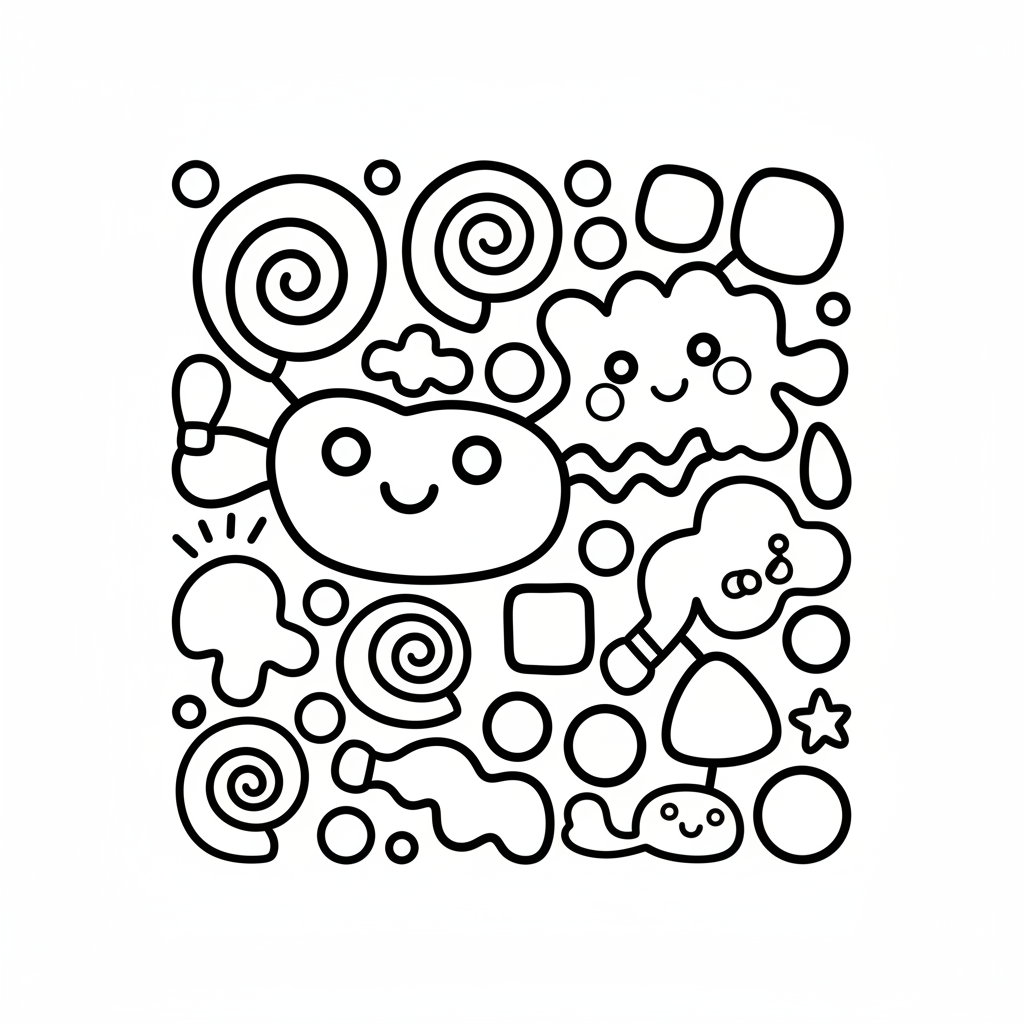 Abstract coloring page for beginners - Standard style