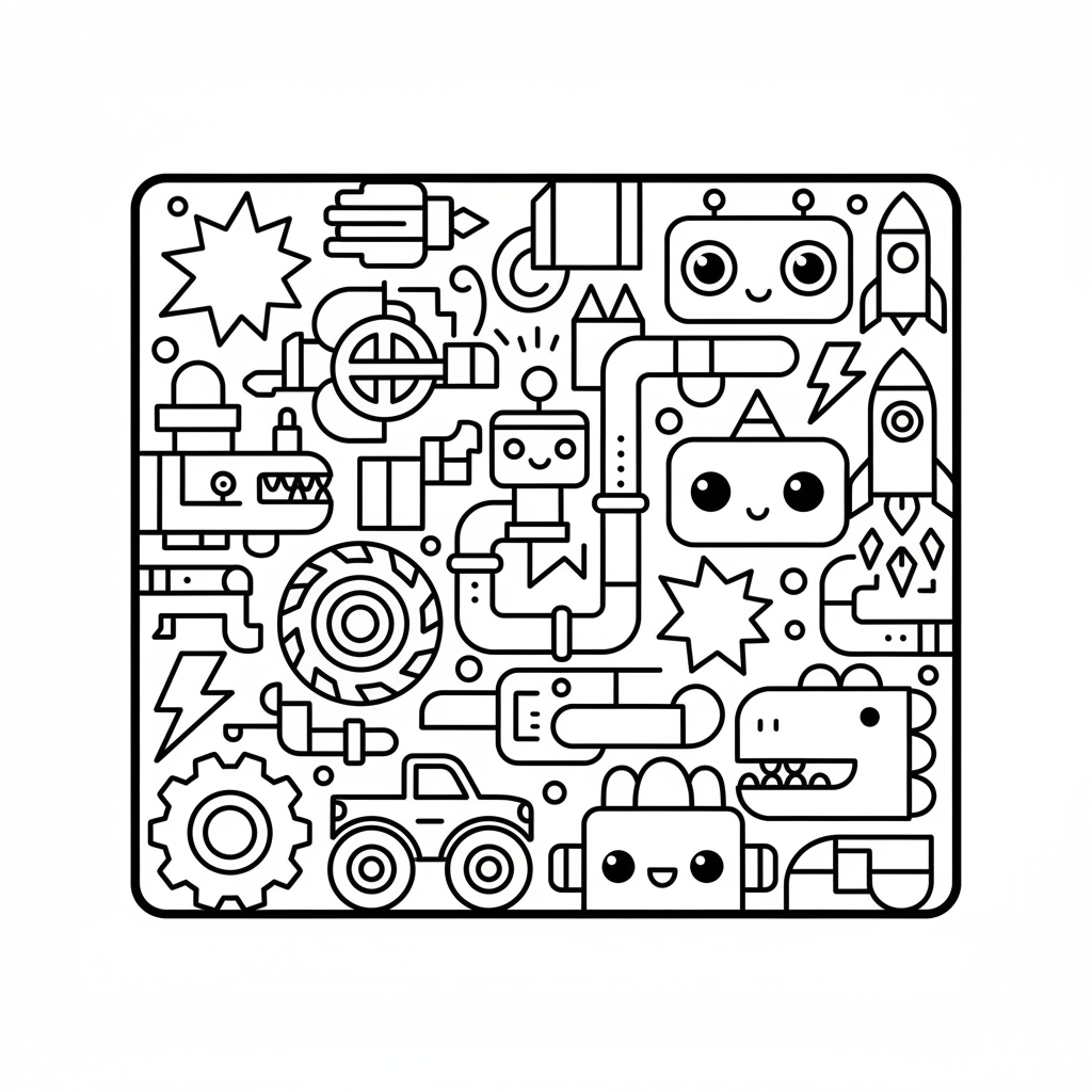Abstract coloring page for boys - Standard style