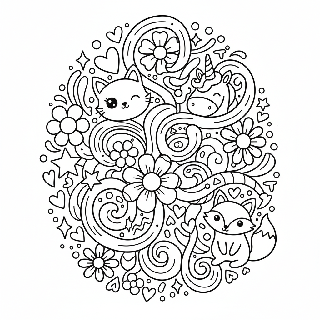 Abstract coloring page for girls - Standard style
