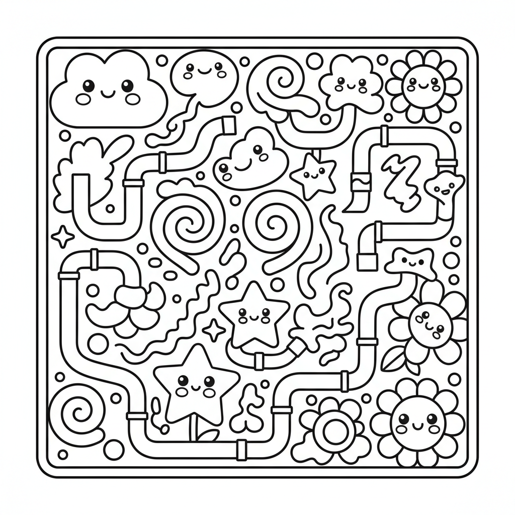 Abstract coloring page for kids - Standard style