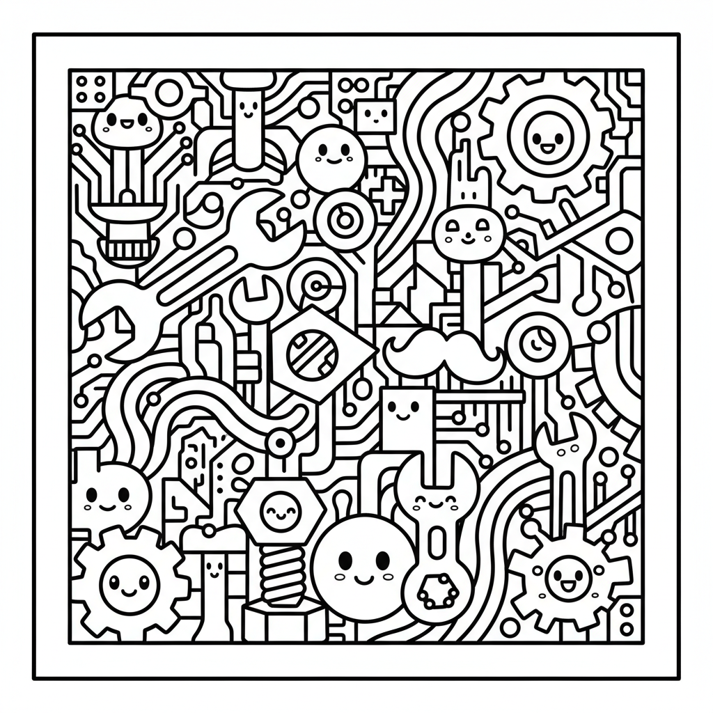 Abstract coloring page for men - Standard style