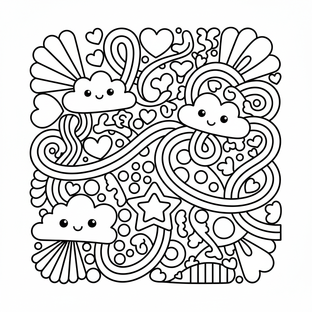 Abstract coloring page for seniors - Standard style