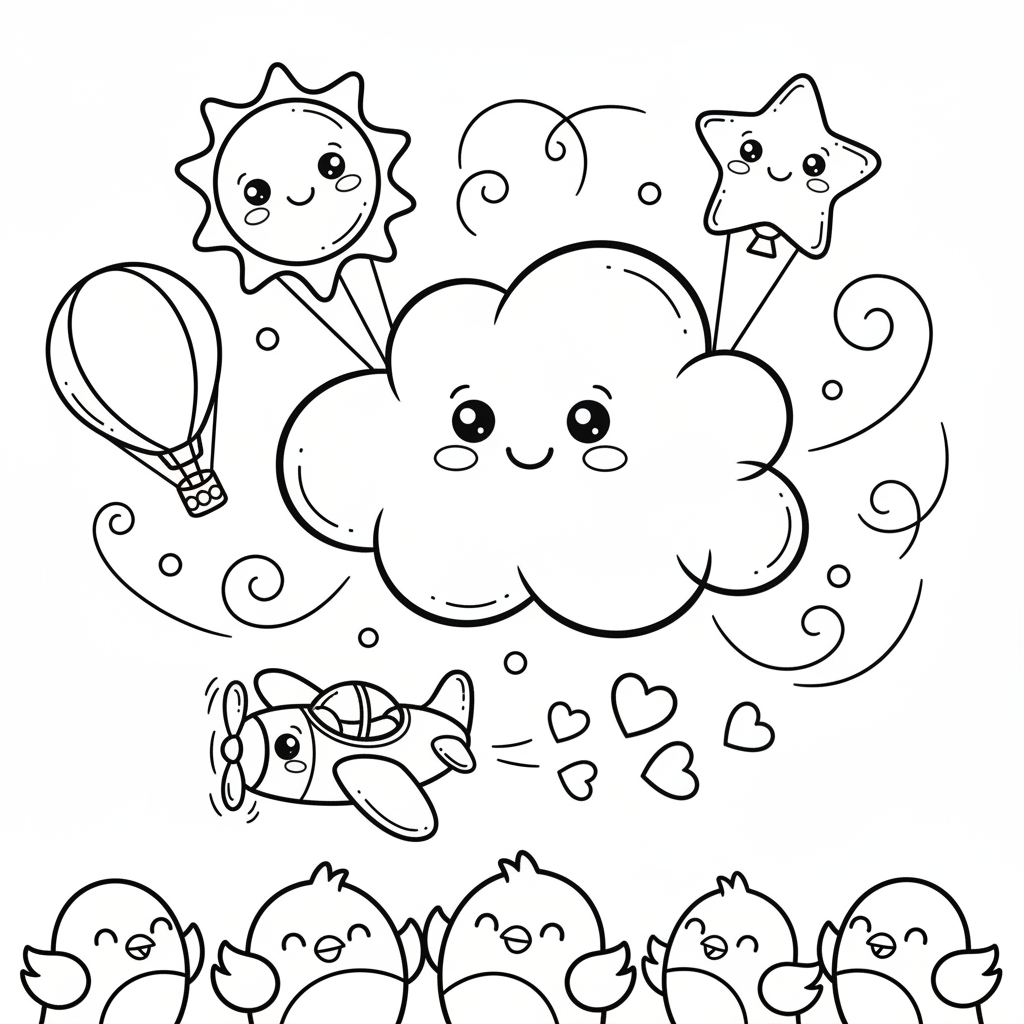 Air coloring page for preschoolers - Standard style