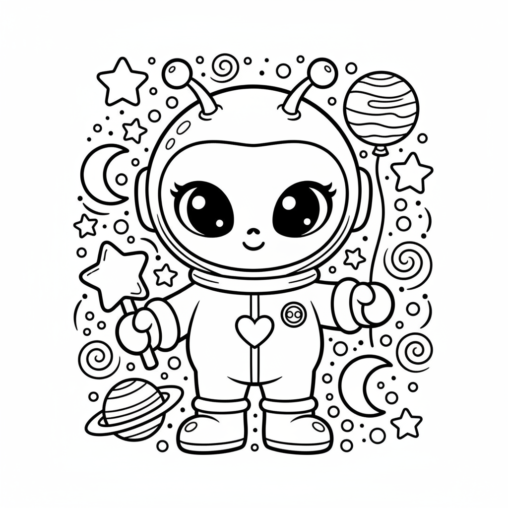 Alien coloring page for adults - Standard style