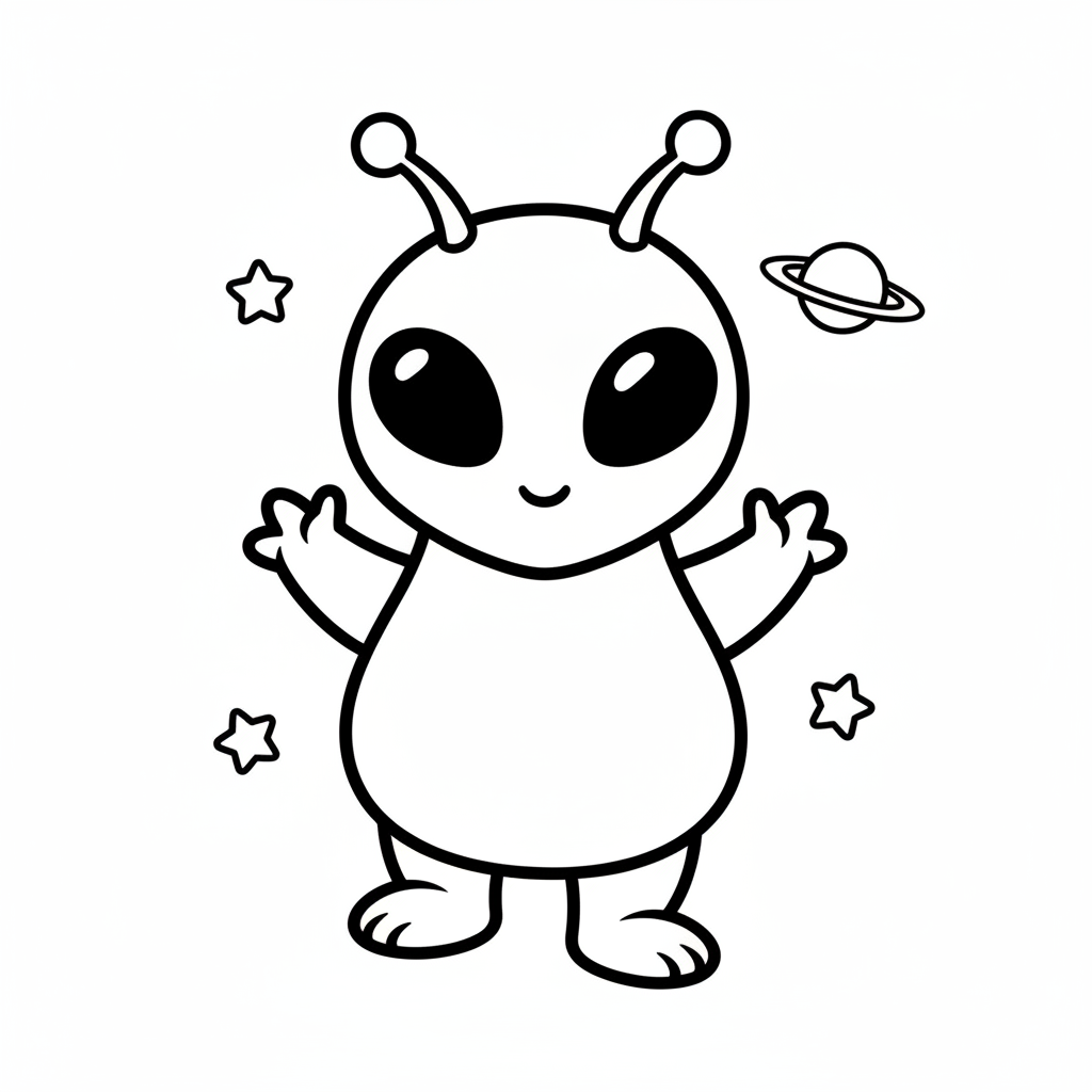 Alien coloring page for beginners - Standard style