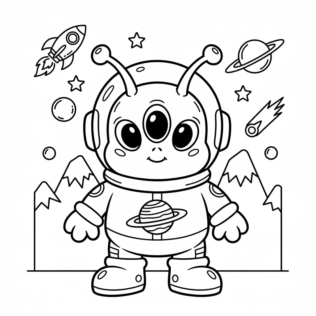 Alien coloring page for boys - Standard style
