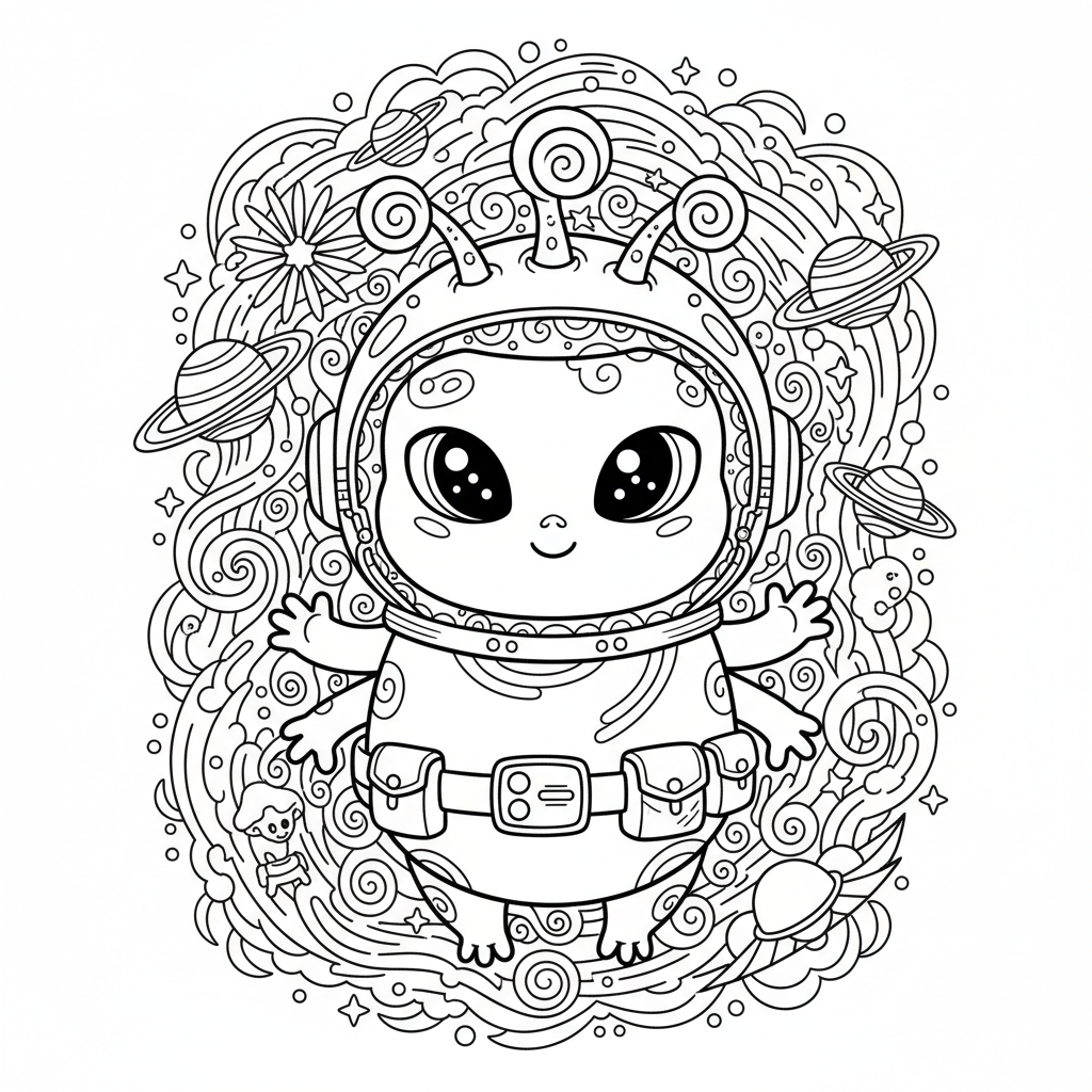 Alien coloring page for experts - Standard style
