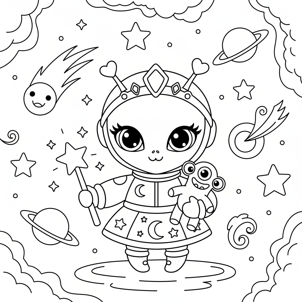 Alien coloring page for girls - Standard style