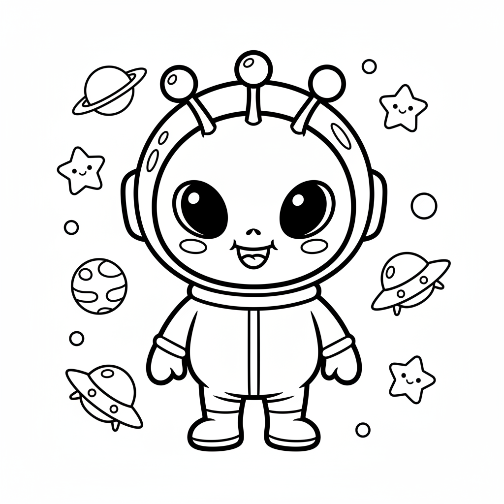 Alien coloring page for kindergarteners - Standard style