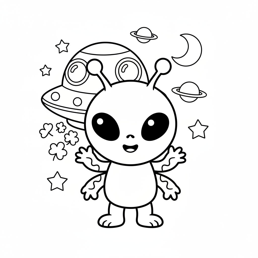 Alien coloring page for preschoolers - Standard style