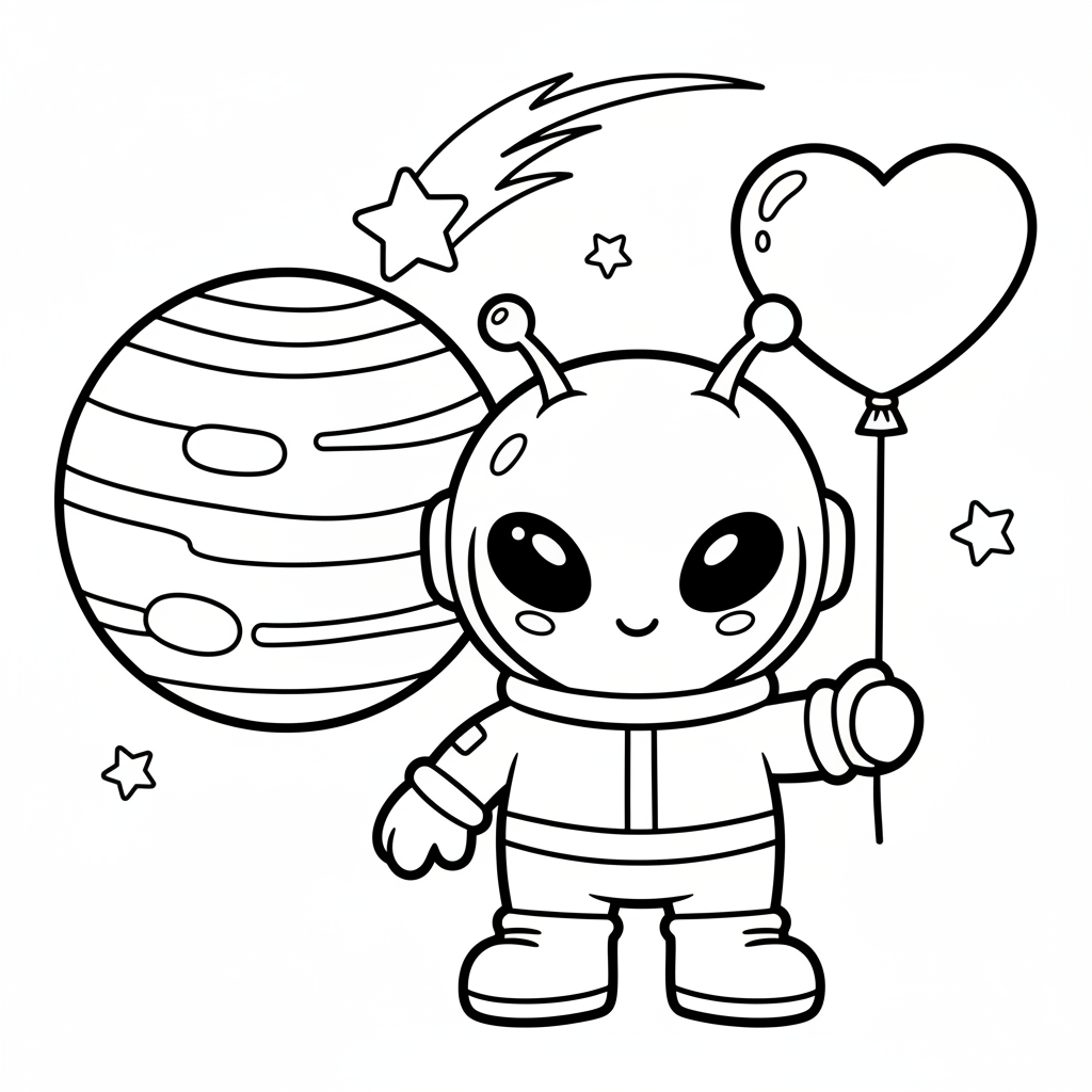 Alien coloring page for seniors - Standard style