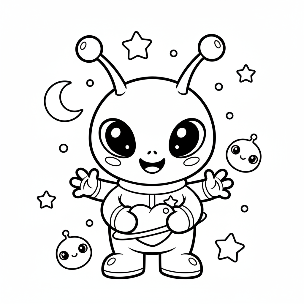 Alien coloring page for teens - Standard style
