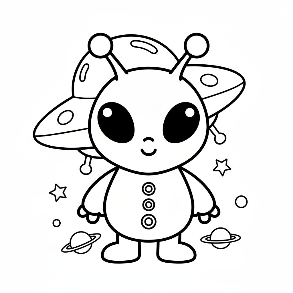 Alien coloring page for toddlers - Standard style