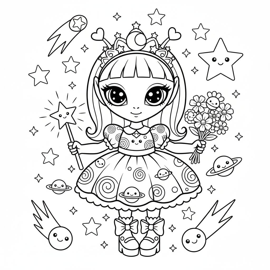 Alien coloring page for women - Standard style