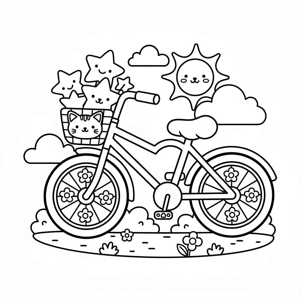 Bicycle coloring page for everyone - Anime style