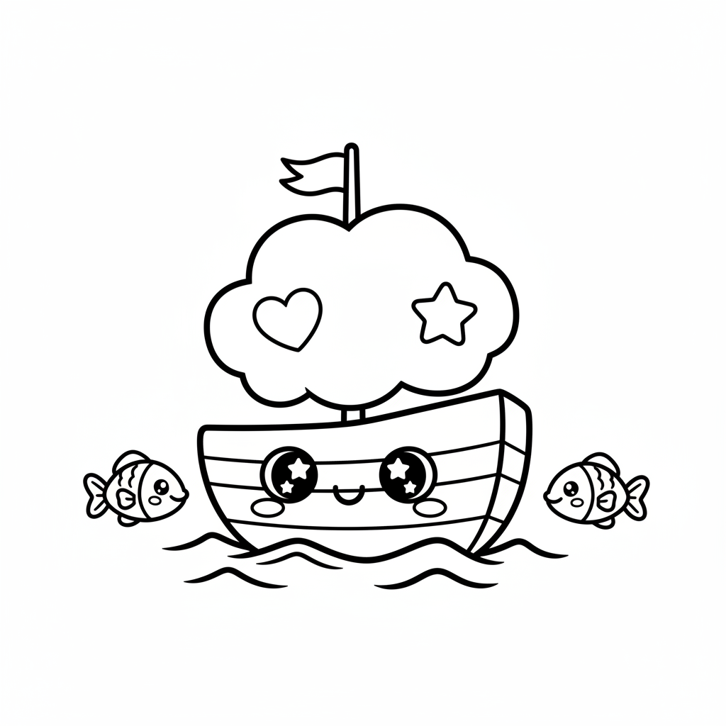 Boat coloring page for everyone - Anime style