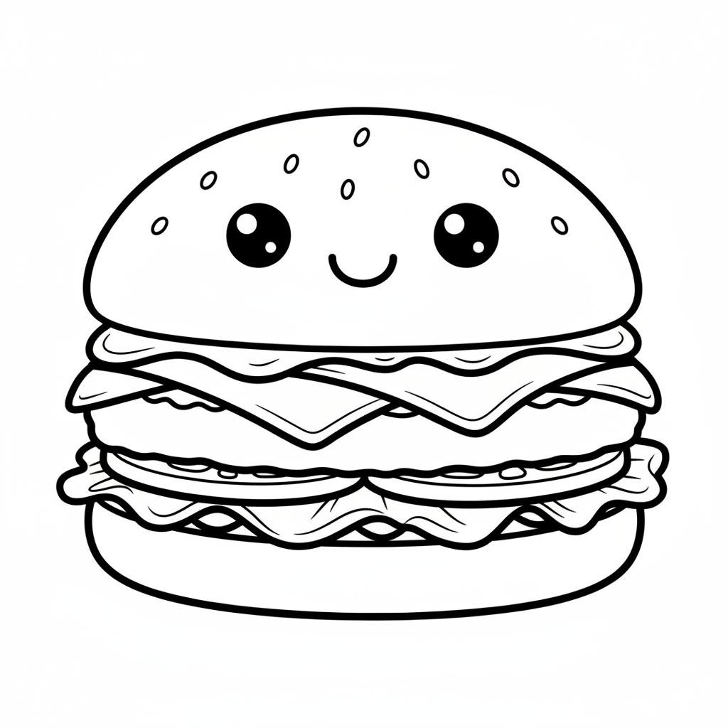 Burger coloring page for everyone - Anime style
