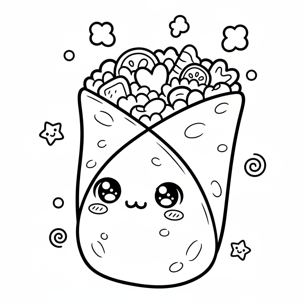 Burrito coloring page for everyone - Anime style