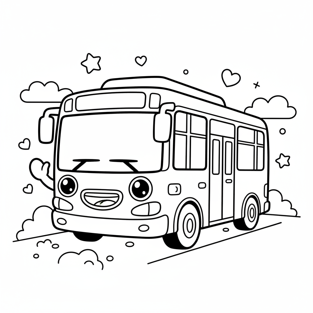 Bus coloring page for everyone - Anime style