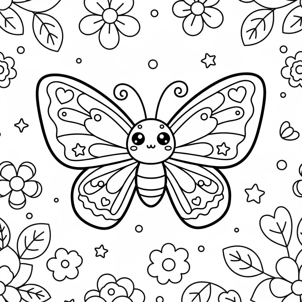 Butterfly coloring page for everyone - Anime style