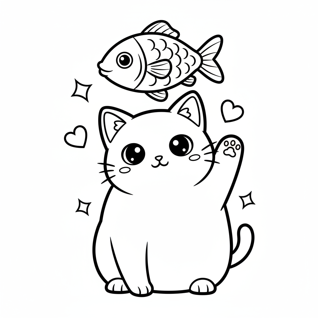 Cat coloring page for everyone - Anime style