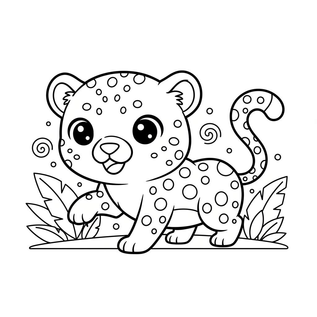 Cheetah coloring page for everyone - Anime style