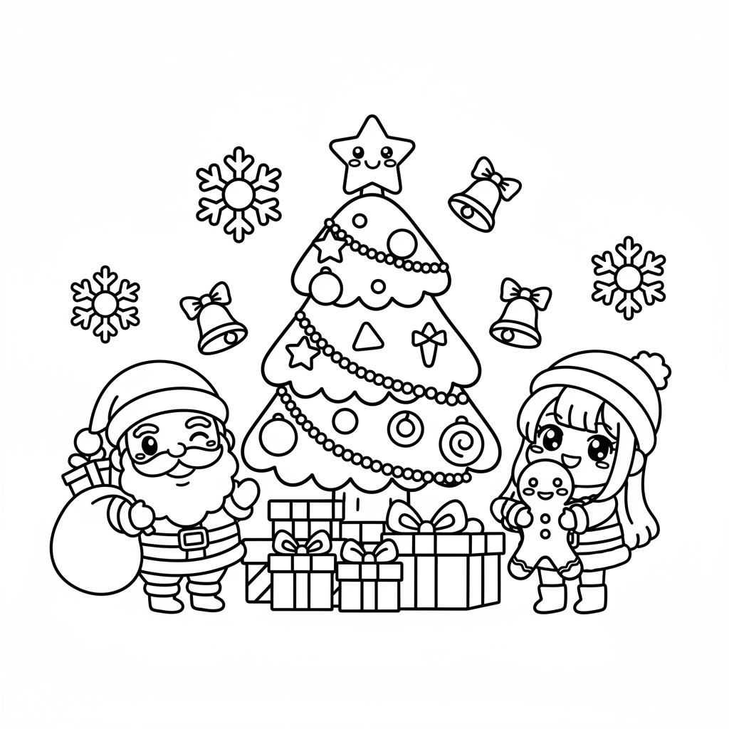 Christmas coloring page for everyone - Anime style