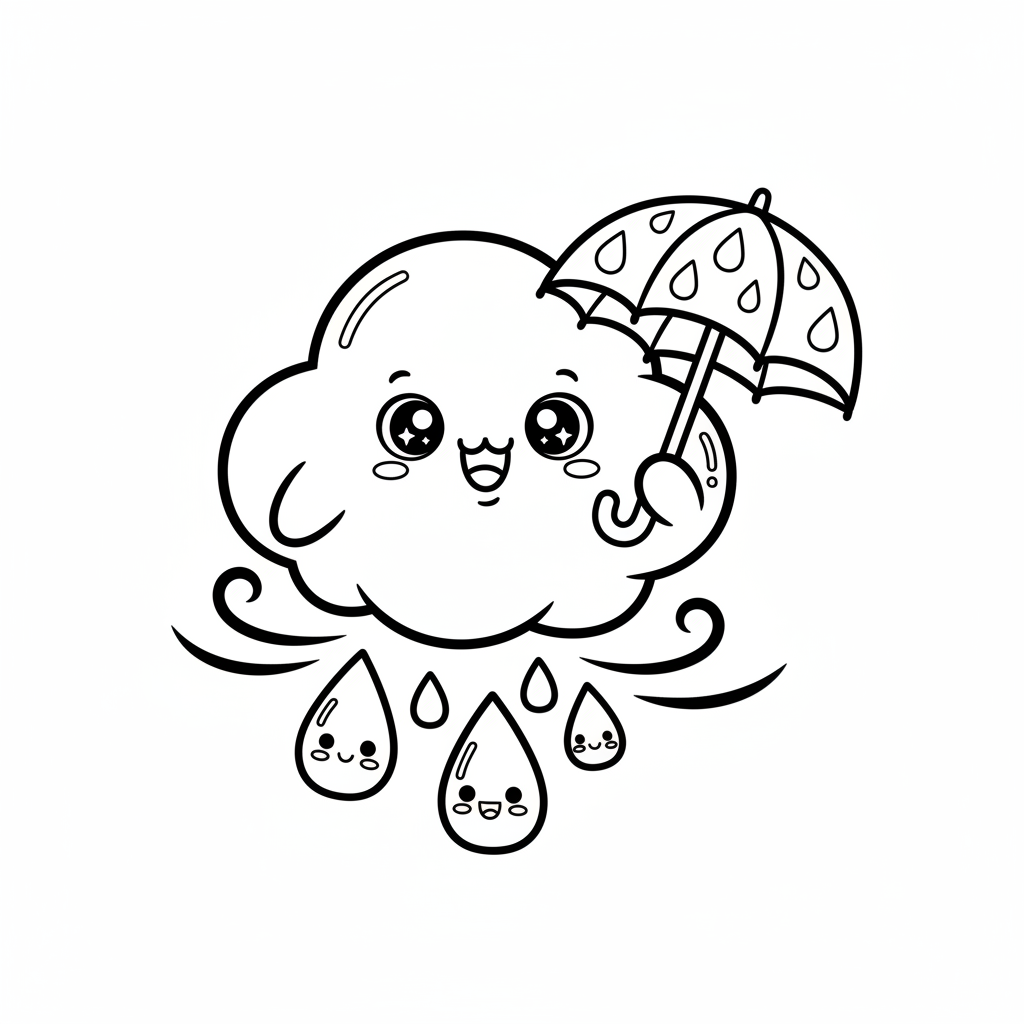 Cloud coloring page for everyone - Anime style