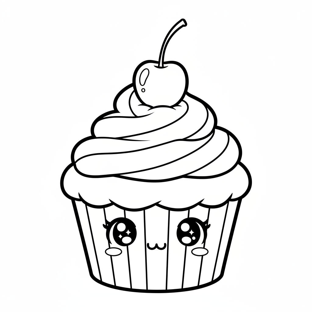 Cupcake coloring page for everyone - Anime style