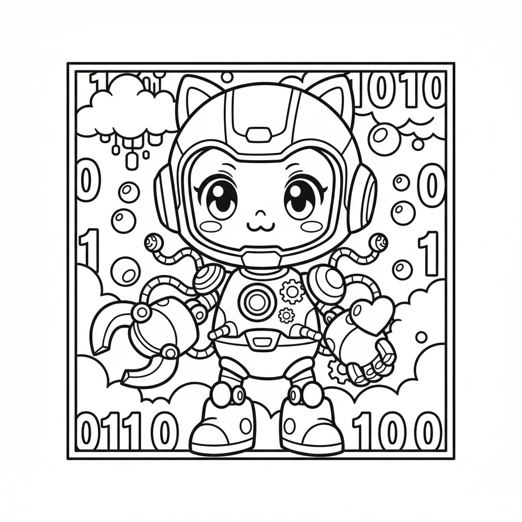 Cyborg coloring page for everyone - Anime style