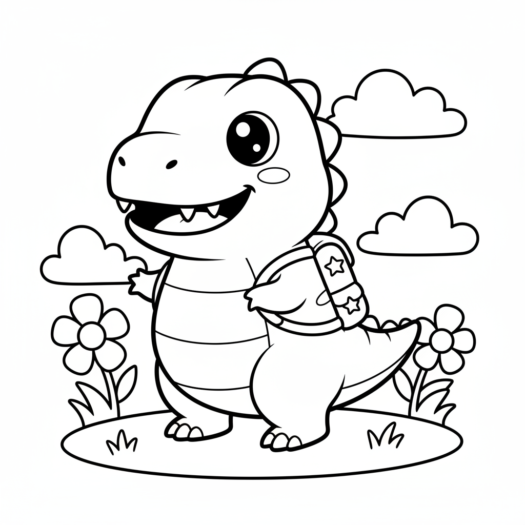 Dinosaur coloring page for everyone - Anime style