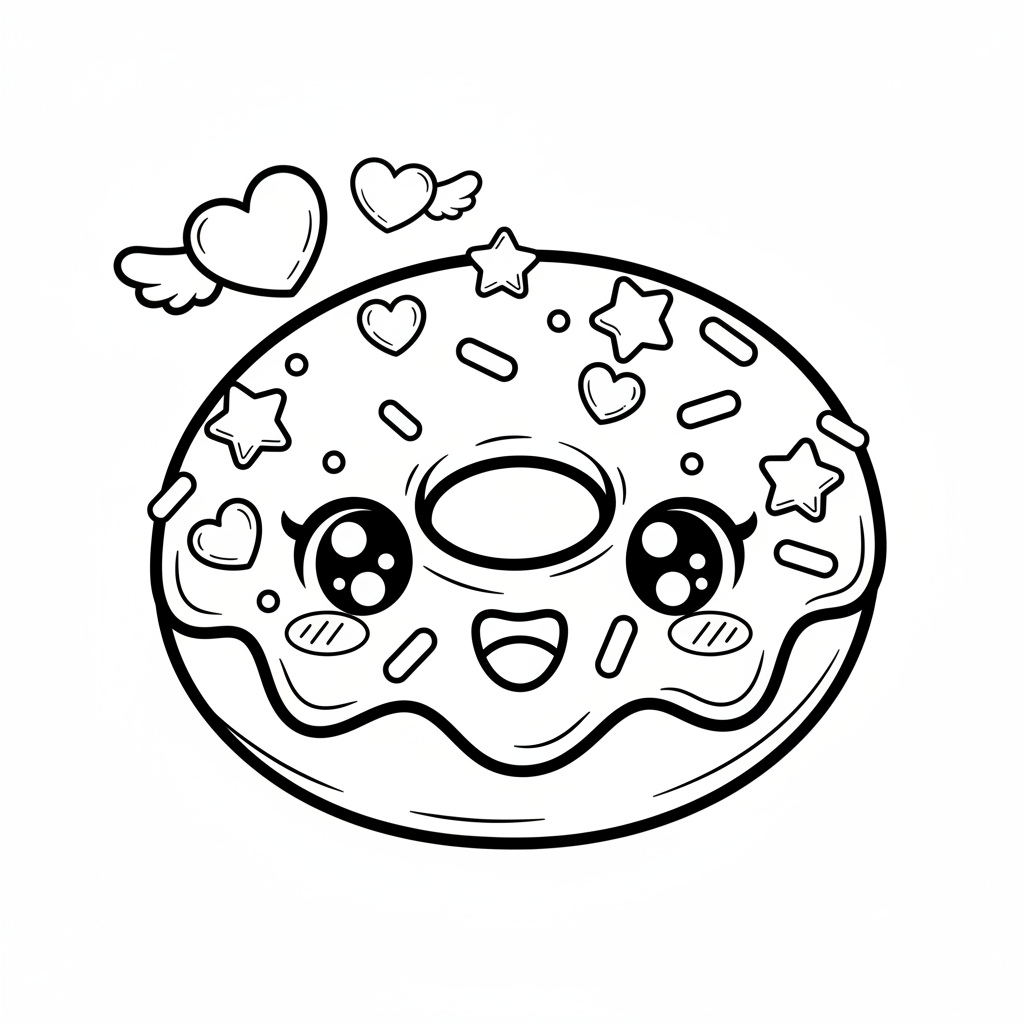 Donut coloring page for everyone - Anime style