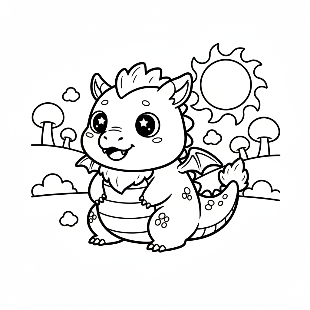Dragon coloring page for everyone - Anime style