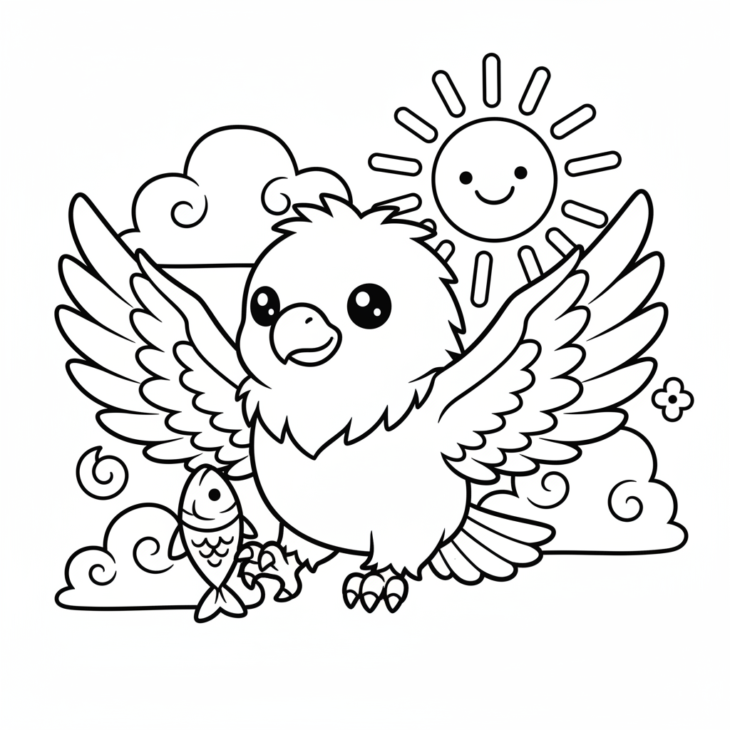 Eagle coloring page for everyone - Anime style