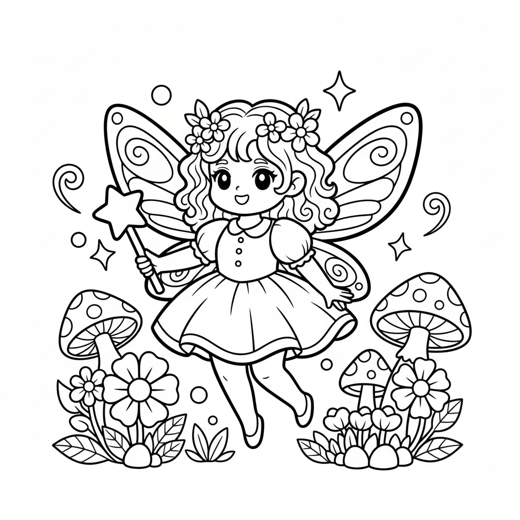 Fairy coloring page for everyone - Anime style