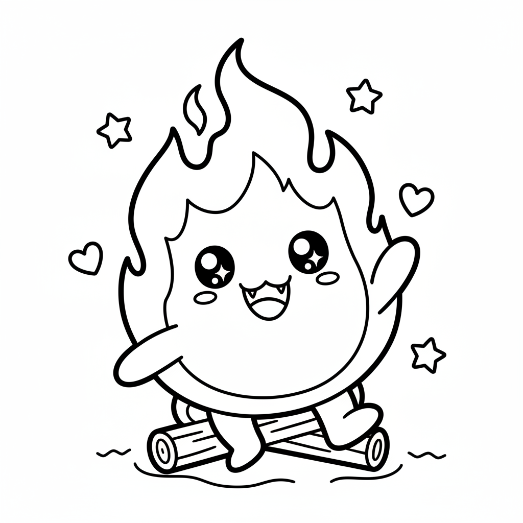 Fire coloring page for everyone - Anime style