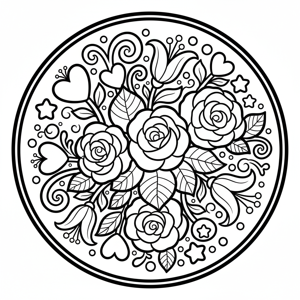 Floral coloring page for everyone - Anime style
