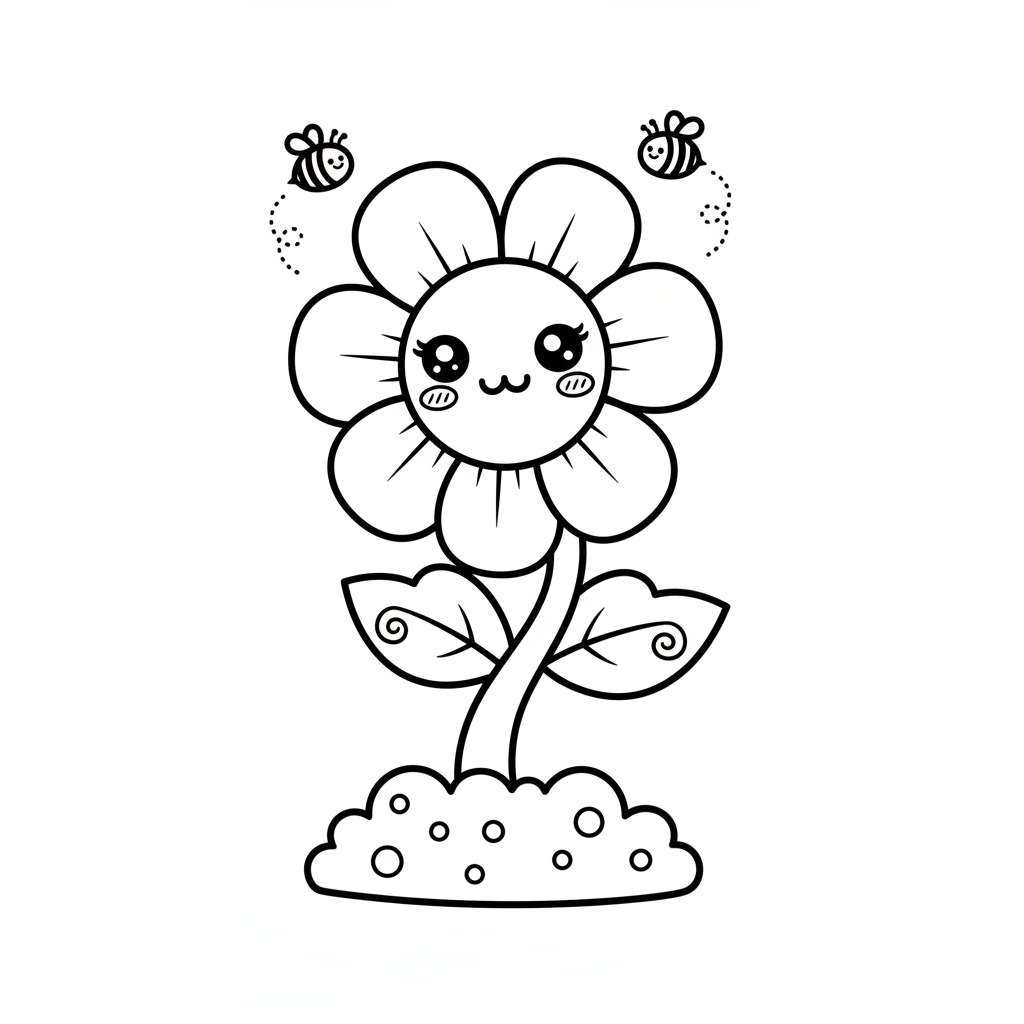 Flower coloring page for everyone - Anime style