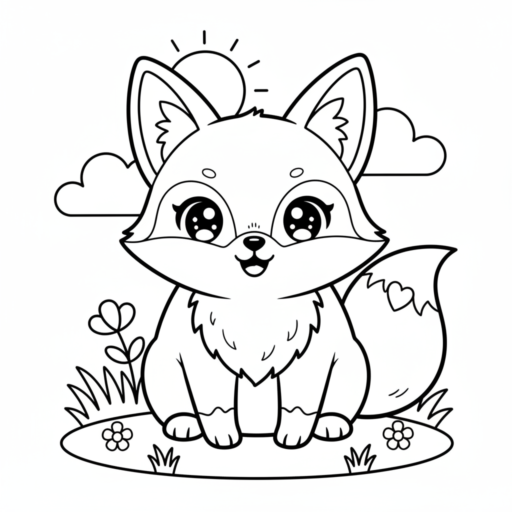Fox coloring page for everyone - Anime style