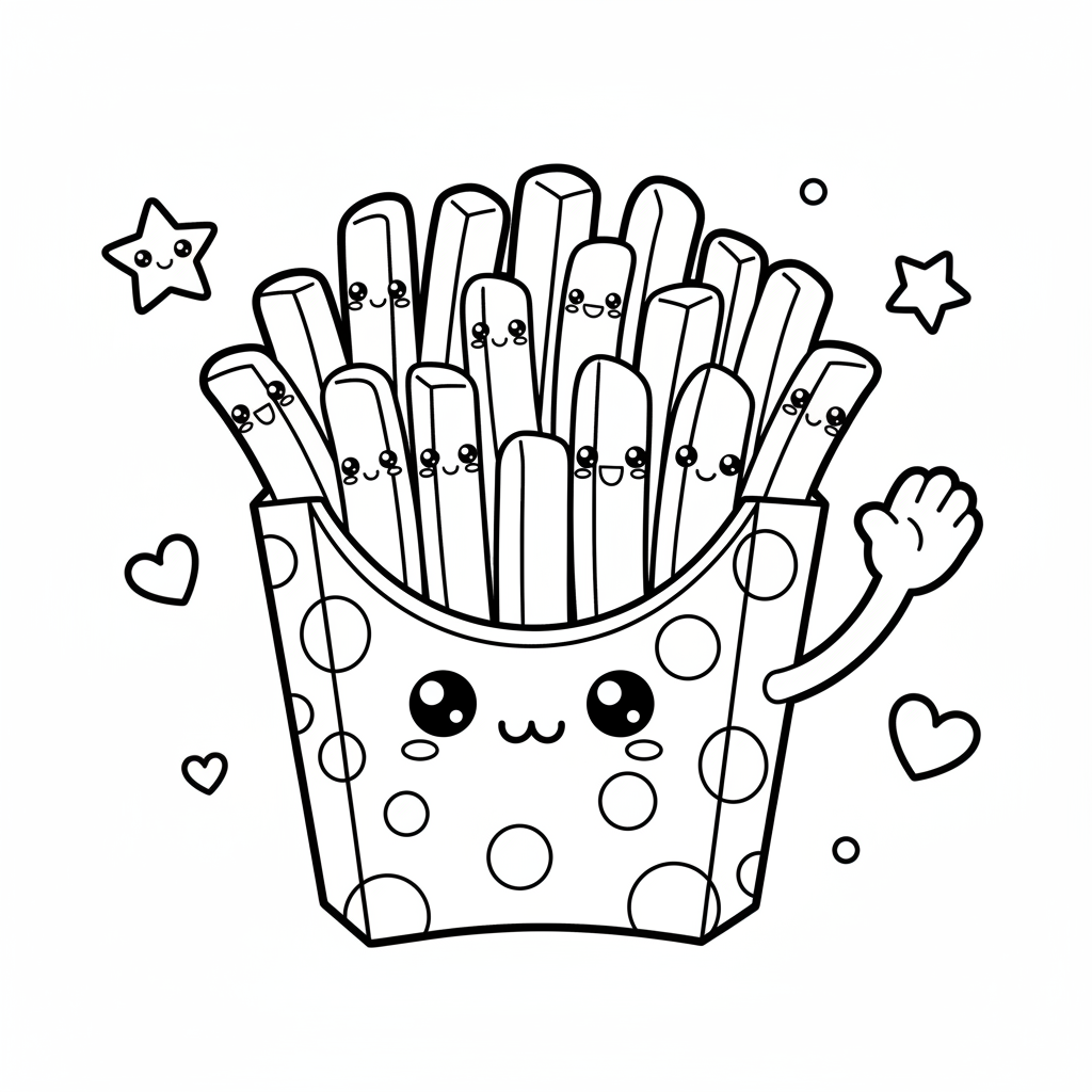 Fries coloring page for everyone - Anime style