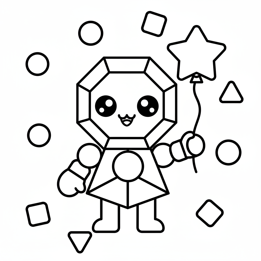 Geometric coloring page for everyone - Anime style