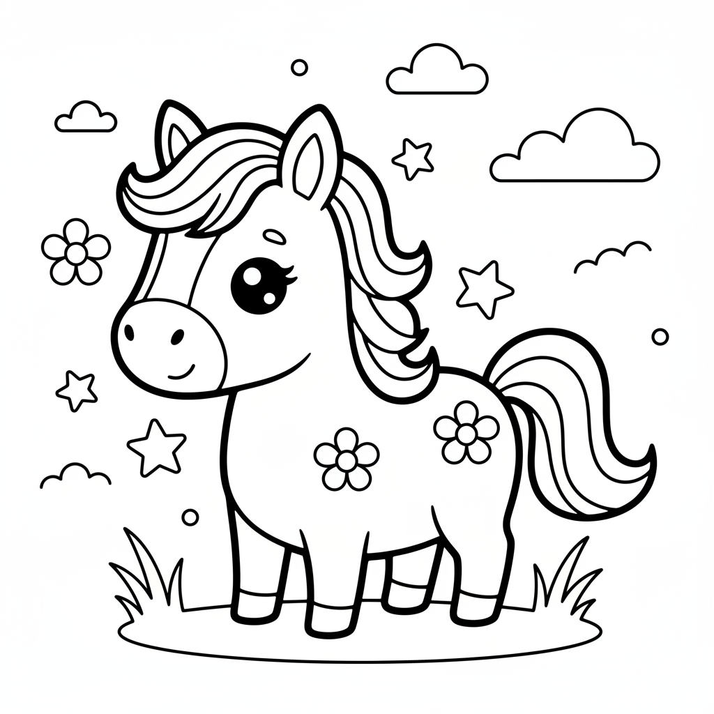 Horse coloring page for everyone - Anime style