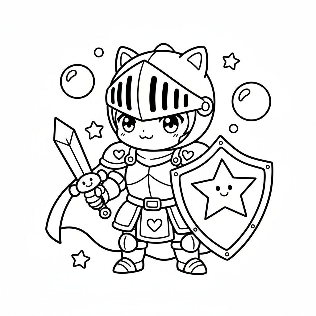 Knight coloring page for everyone - Anime style