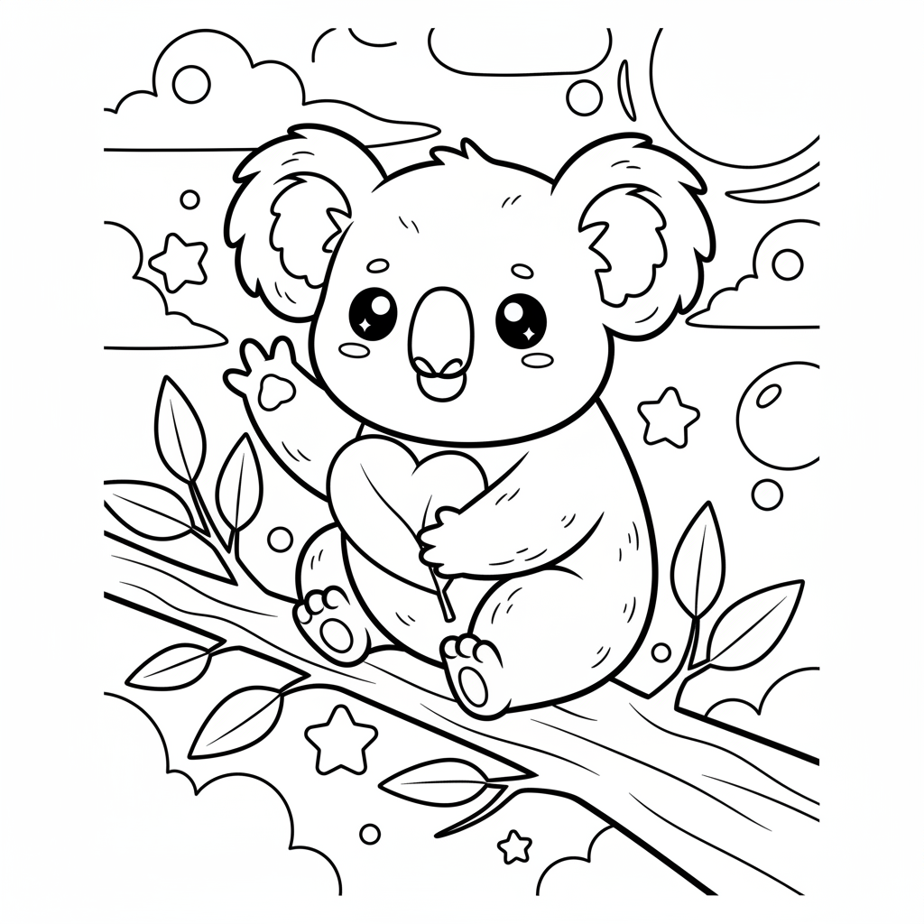 Koala coloring page for everyone - Anime style