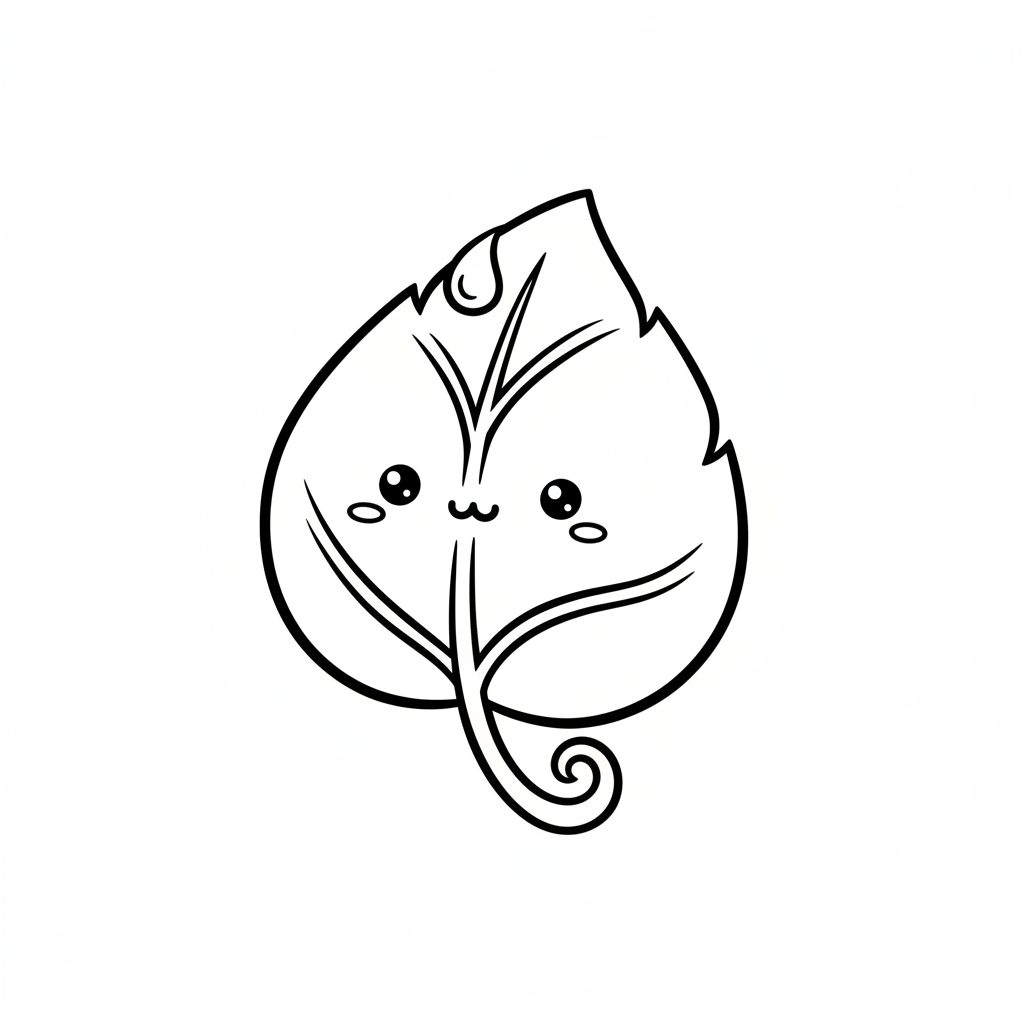 Leaf coloring page for everyone - Anime style