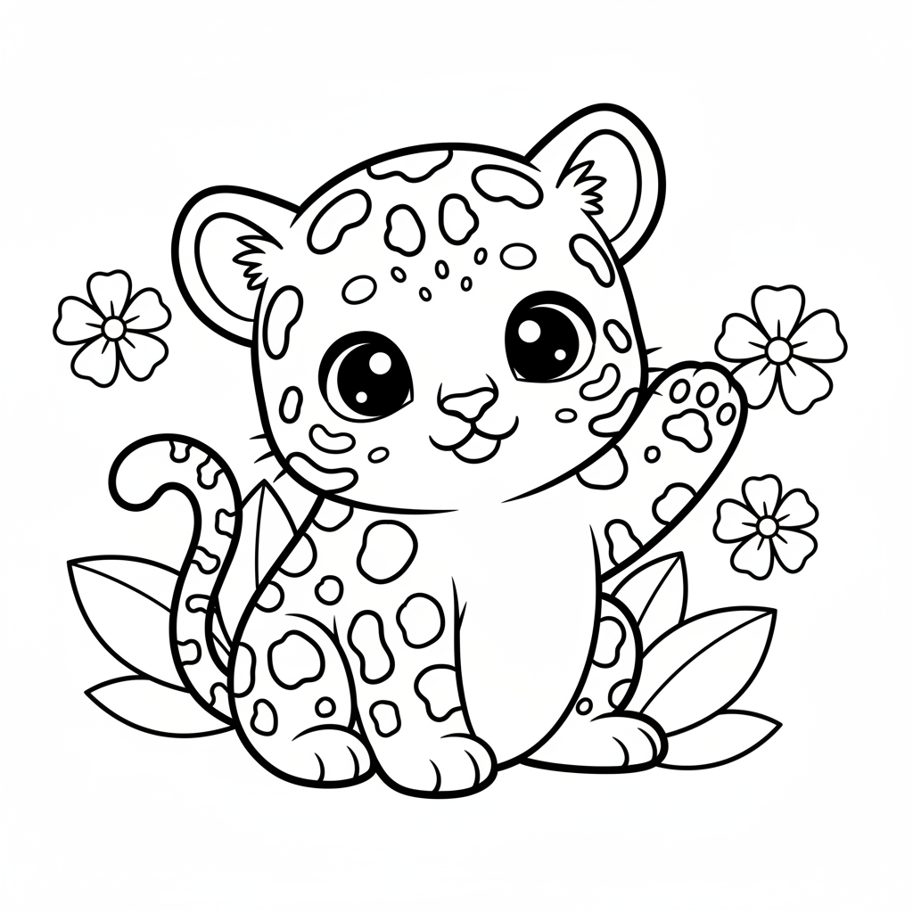 Leopard coloring page for everyone - Anime style
