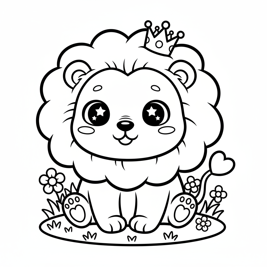 Lion coloring page for everyone - Anime style