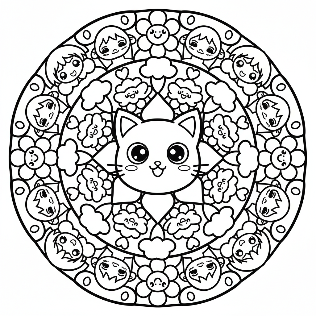 Mandala coloring page for everyone - Anime style