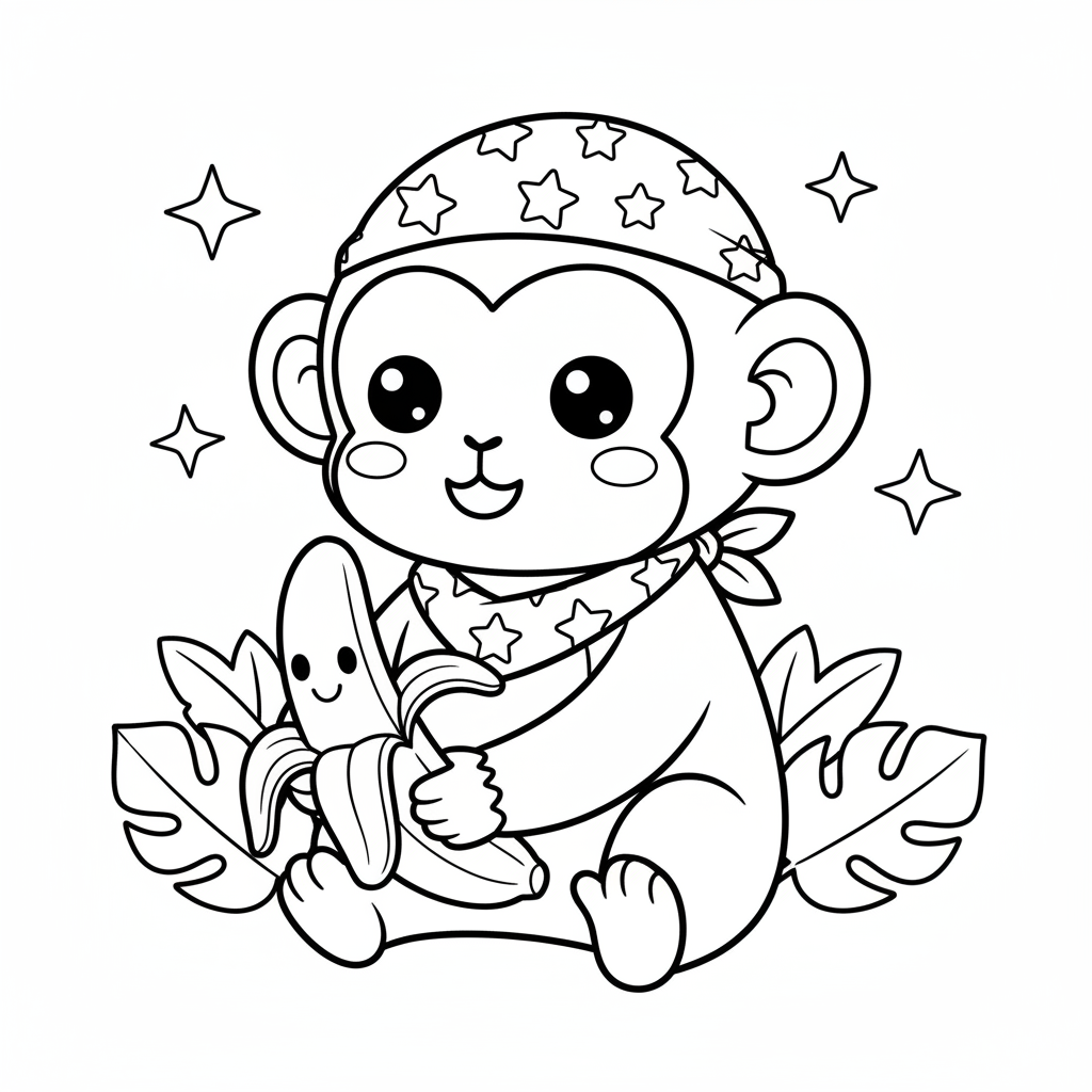 Monkey coloring page for everyone - Anime style