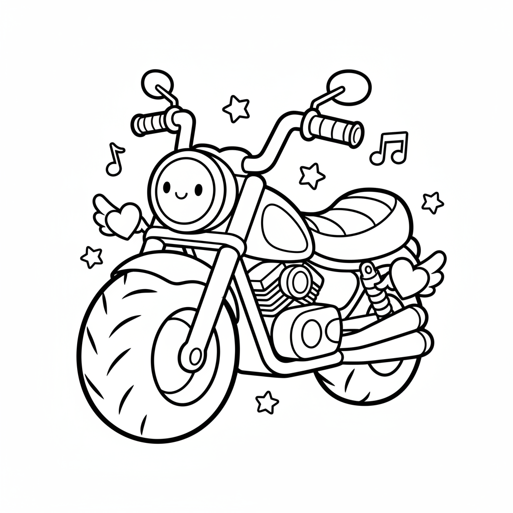 Motorcycle coloring page for everyone - Anime style